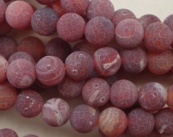 Dragons Vein Agate Beads, 10mm Round Plum Purple Gems, 15 Inch Strand