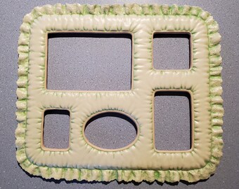 Vintage Ceramic 5-Opening Picture Frame - Handpainted Quilted Design