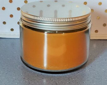 Upcycled Glass Jar with Metal Lid Candle - Light Orange Wax - Light Floral Scent