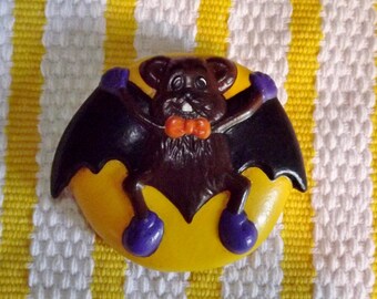 Halloween Bat Ceramic Ornament, Musical Decoration or Necklace Pendant