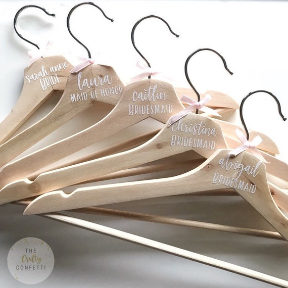 Personalized Wooden Bridesmaids Hangers Bridesmaids Hangers Etsy
