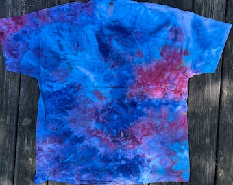 2XL Watercolor Ice Dyed T-Shirt Blue Pink