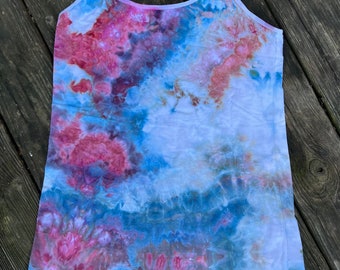 3XL Watercolor Ice Dyed Cami Tanktop Multi Color Blue, Pink, Brown