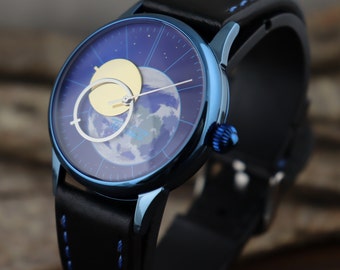 Reloj espacial para hombre, reloj único, reloj de diseñador, reloj mecánico, regalo para él, reloj coleccionable, regalo del Día del Padre para hombre, relojes para hombre