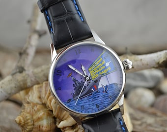Ukraine 2022 Watch Russian warship Go F**k. Mens watch military. Support Ukraine