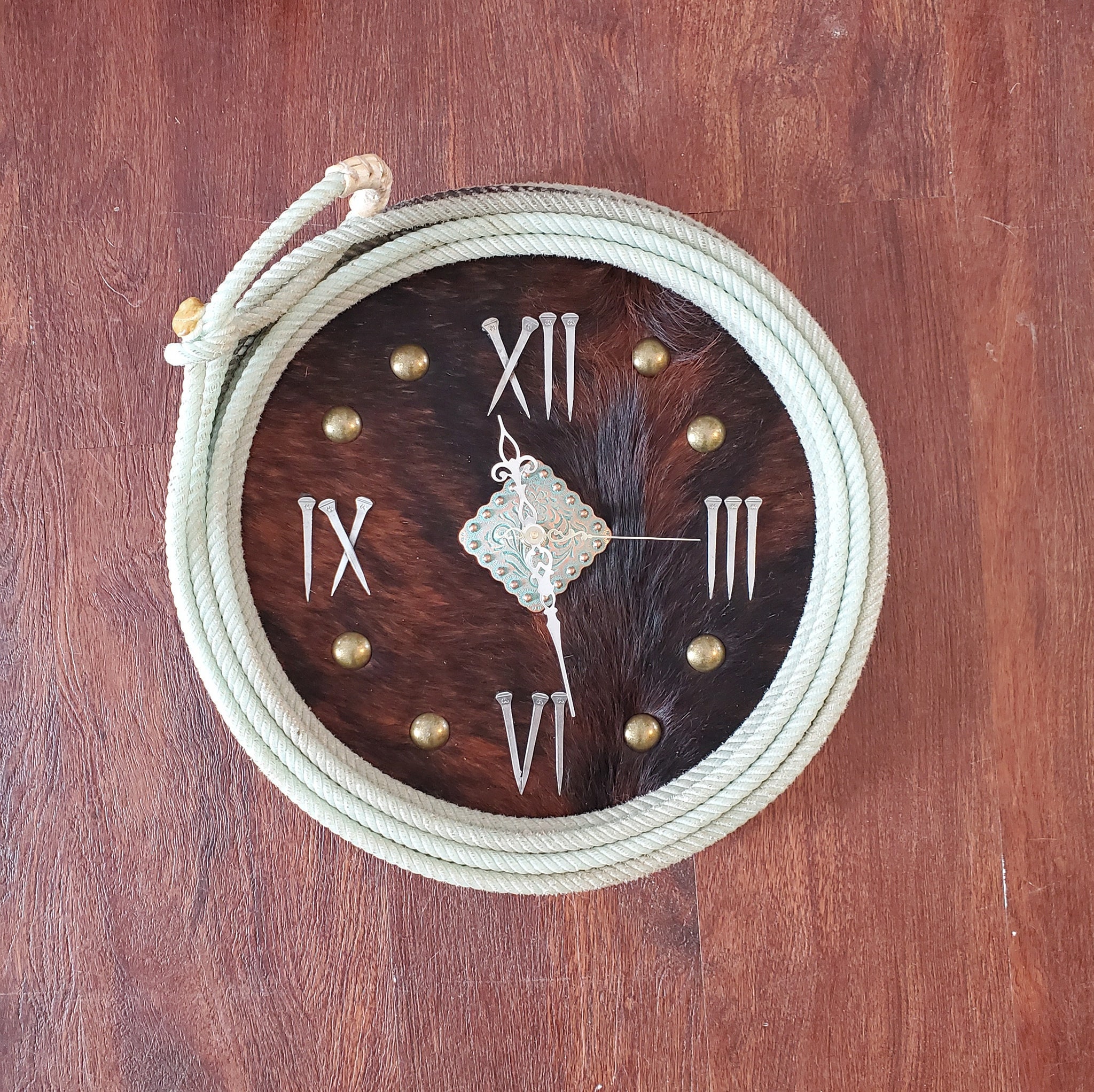 Cowhide Lariat Clock