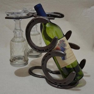 Horseshoe Wine and Wine Glass Rack