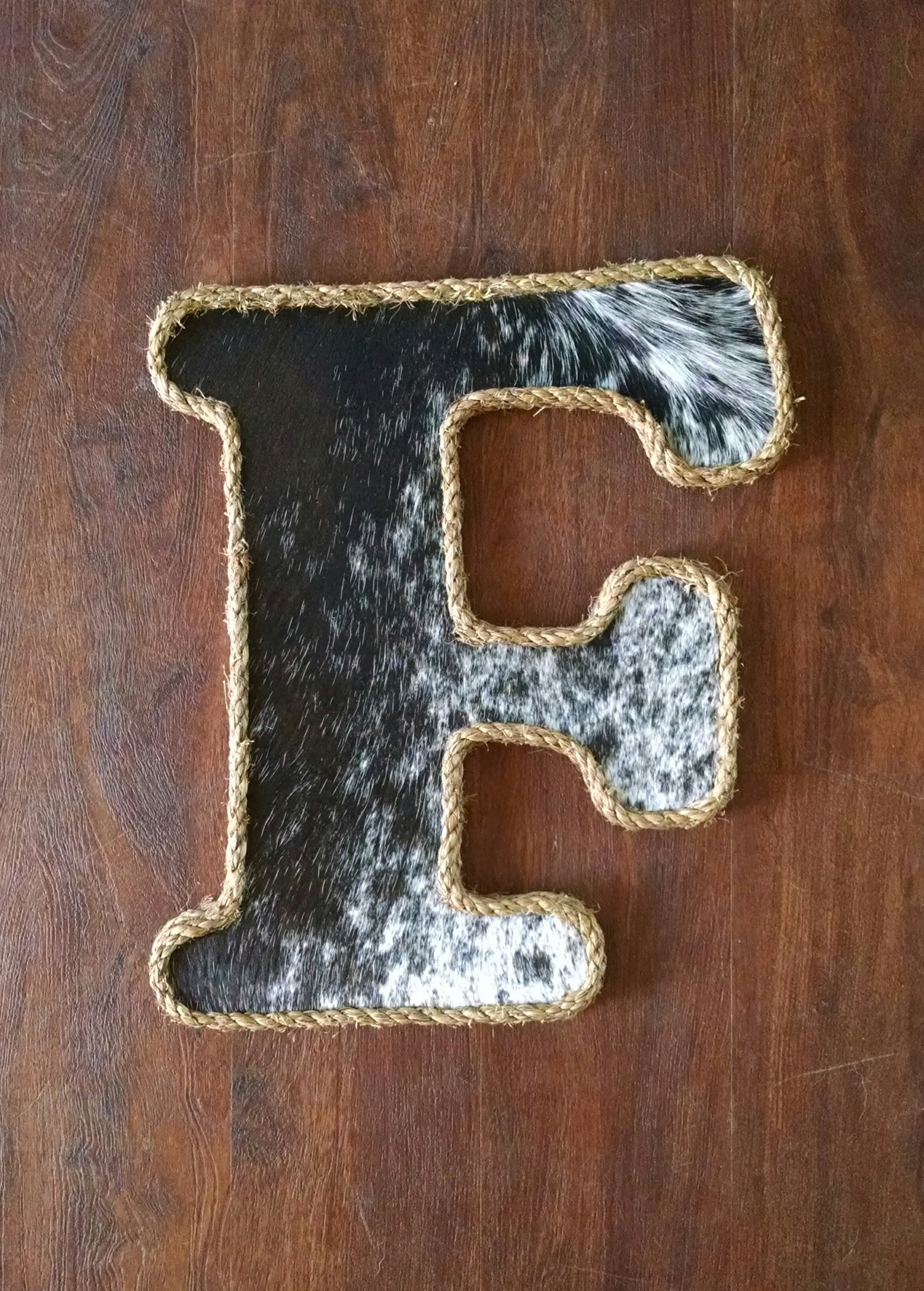 Cowhide Monogram Wall Decor Etsy