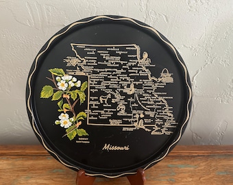 Vintage 1960s &quot;MISSOURI&quot; Round Metal Souvenir State Serving Trays – Sold Separately