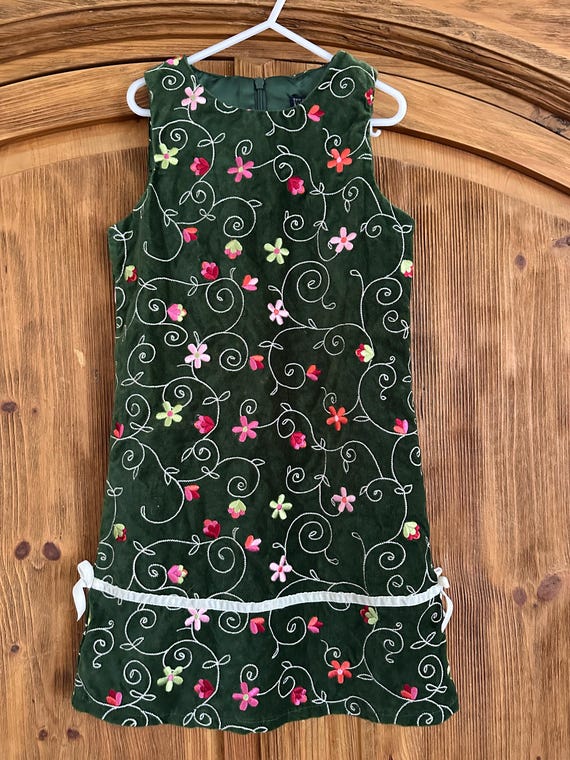 children's place green dress THE Girl's Sleeveless A-line Forest Velvet Jackie