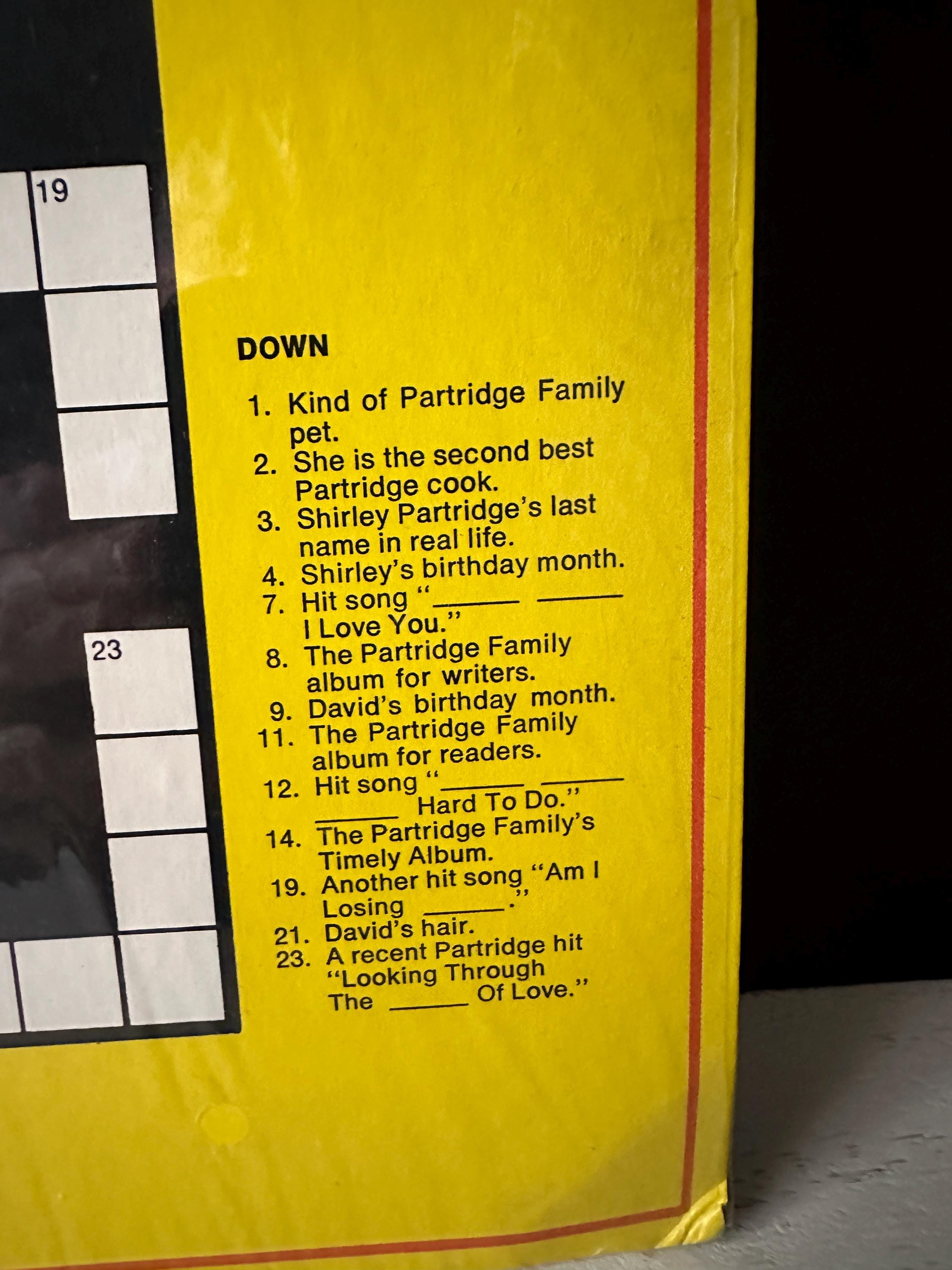 1973 the Partridge Family Album “CROSSWORD PUZZLE”, on Bell