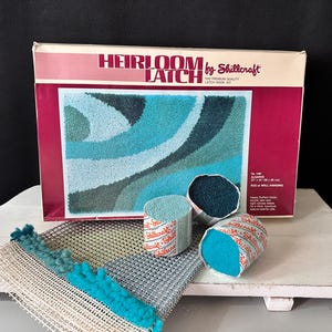 1980s SHILLCRAFT 22 Zoll X 34 Zoll Wollteppich/Wandbehang-Set „Algarve“