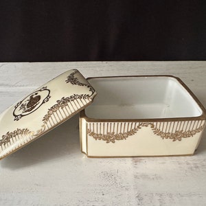 NORITAKE “M” Small Vintage China Trinket Box Rectangular Made In Japan
