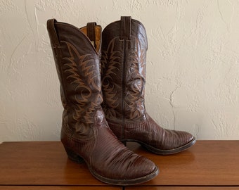 Vintage Men’s Nocona Boots - Lizard Skin Leather Cowboy Boots Size 9.5 D