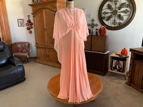 Vintage Formal Peach Color Full-Length Dress With… - image 2