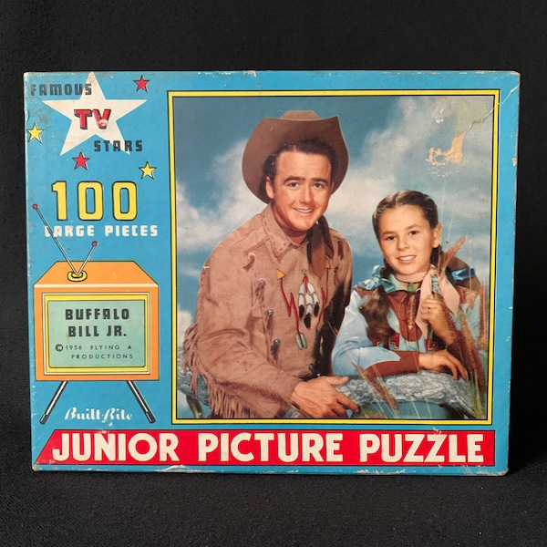 1956 BUFFALO BILL, Jr Vintage Built Rite Junior Picture Puzzle Complete