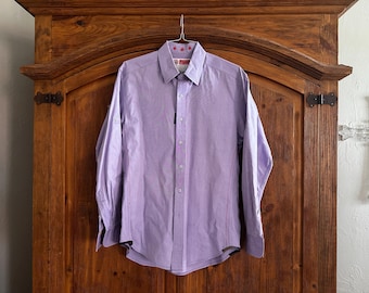 ROBERT GRAHAM Lavender Long Sleeve Button-Front Collared Shirt Size L
