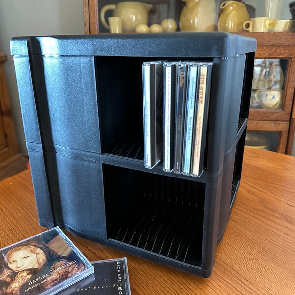 ALPHA 96 CD Storage Spinning Carousel Plastic Rack - Black