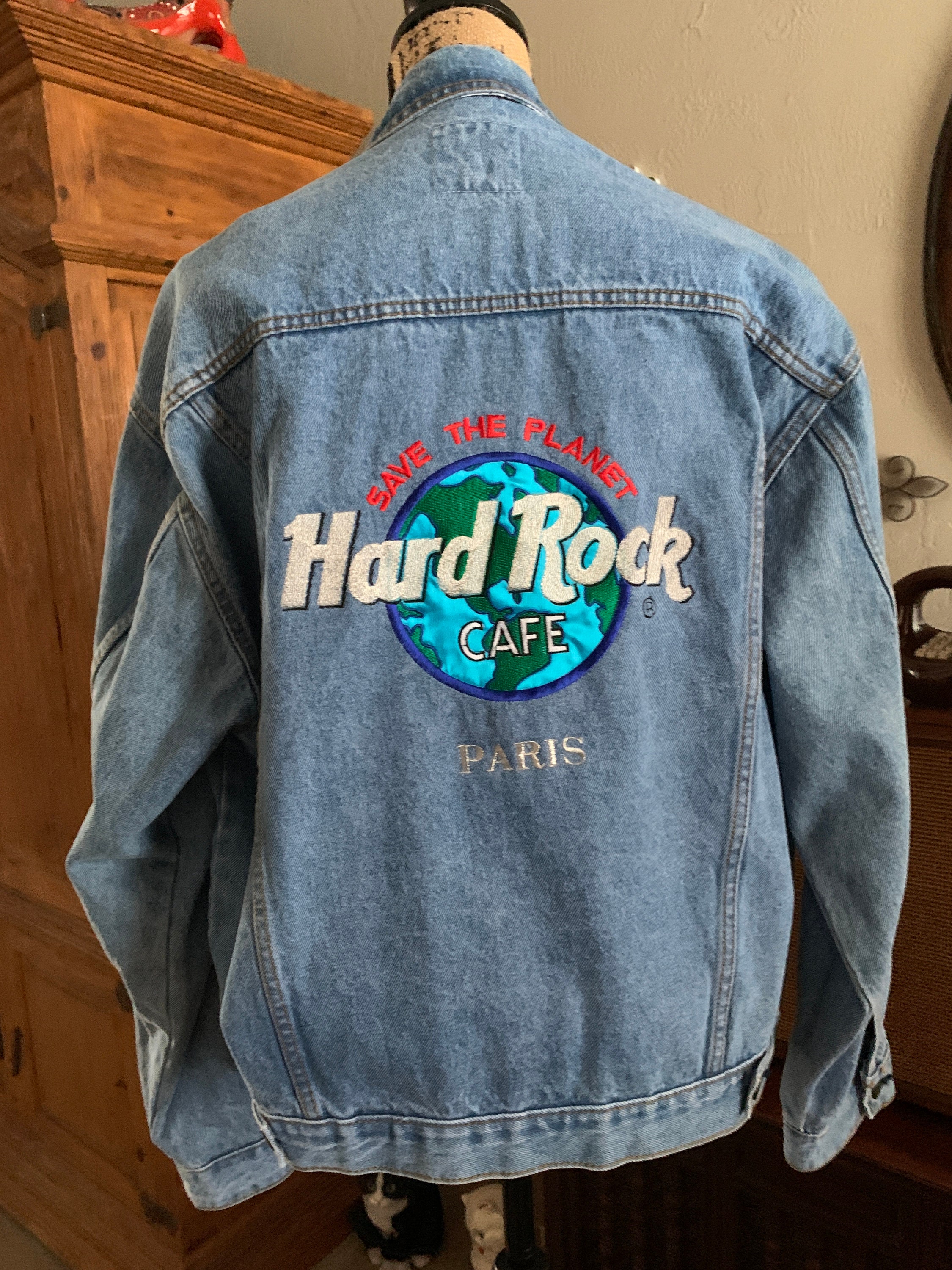 Vintage Hard Rock Cafe Denim Jacket TOKYO 90s Embroidered Save The ...