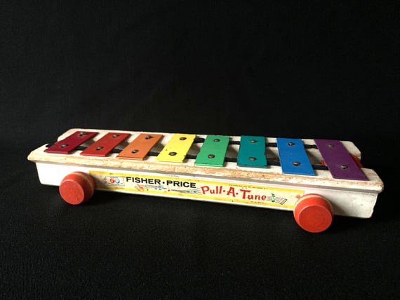 Vintage 1960's Fisher Price Pull A Tune Rolling Xylophone Noise