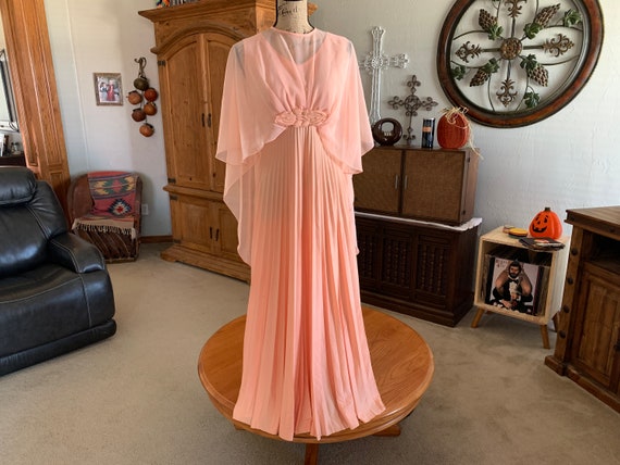 Vintage Formal Peach Color Full-Length Dress With… - image 1