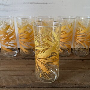 Vintage Libbey Harvest Golden Wheat 16 Oz Cooler Drinking Glasses Set Of 5