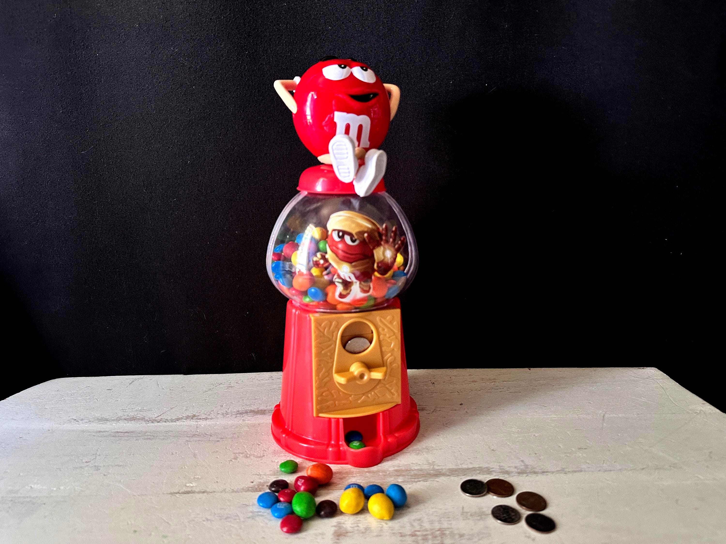 Vintage M & M Gumball Machine-Style "Iron Man" Candy Dispenser with Red…