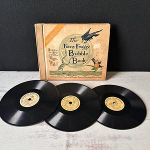 Vintage 1919 Hardcover Album/Book “The Funny Froggy Bubble Book” 7th In The Series With All Three Records