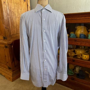 ISAIA Napoli Windowpane Check Men’s Dress Shirt Made in Italy