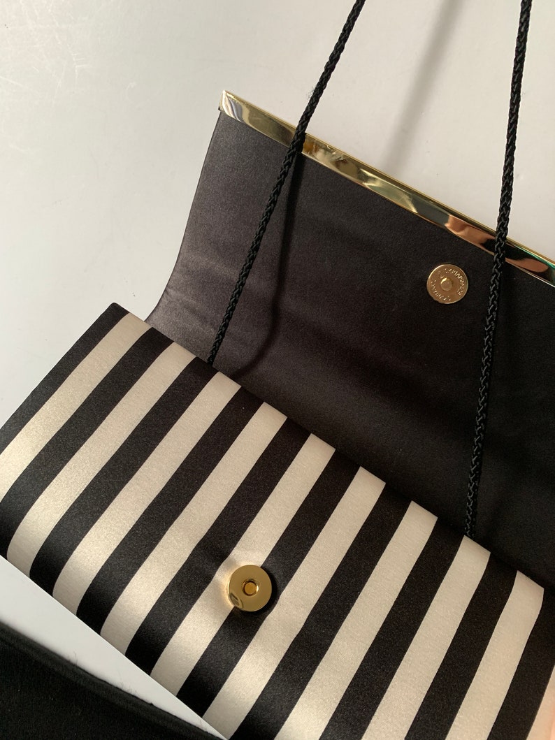 KATE LANDRY Bold Black /& Ivory Structured Clutch \u2013 Never Carried