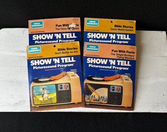 Discos y tiras de películas de Show 'N Tell de los años 80: Diversión con datos e historias bíblicas