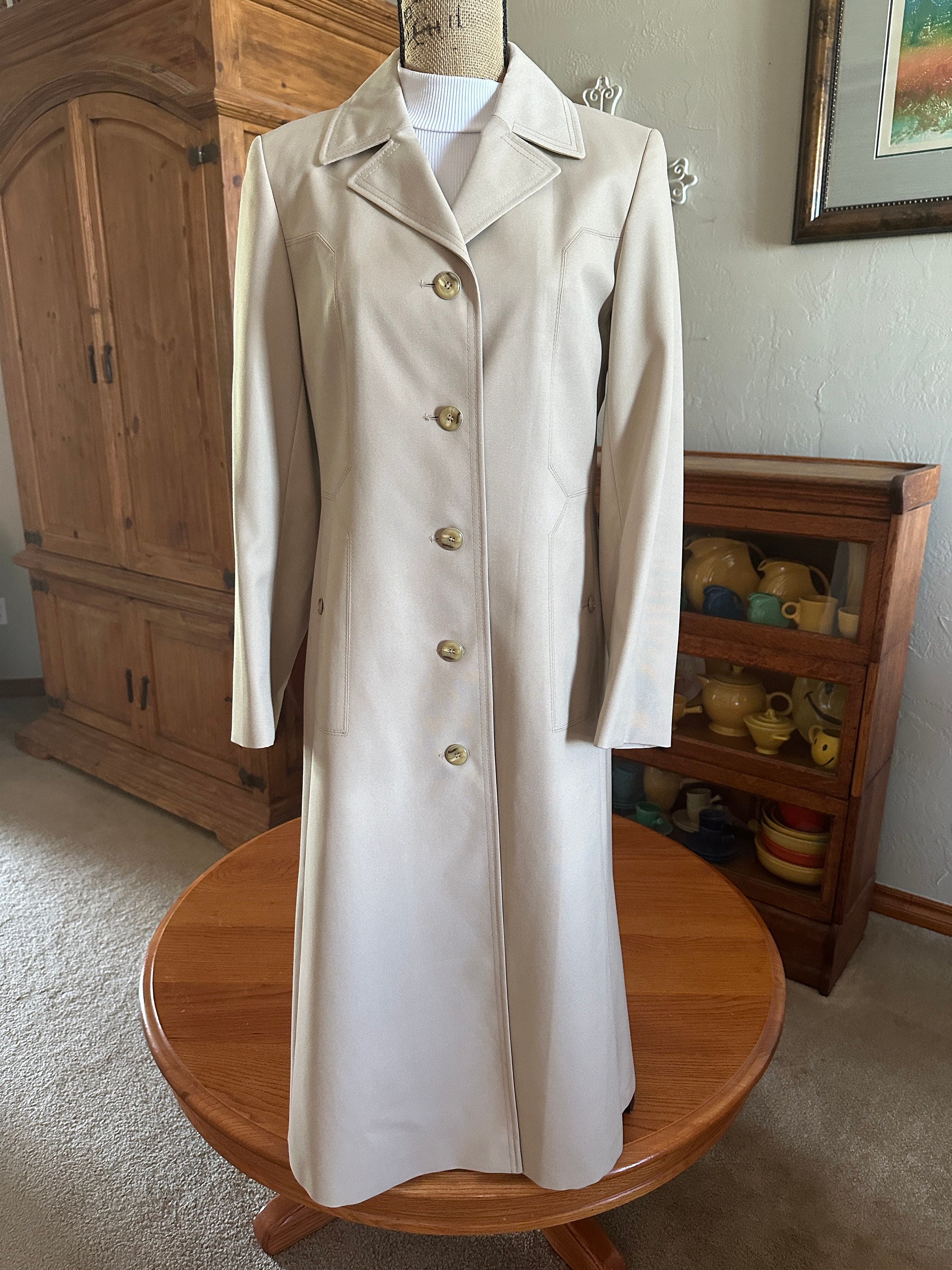 Vintage German Khaki Trench Coat - VALMELINE Women's Long Coat - Etsy