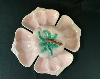 Vintage BELMAR CALIF POTTERY Rosa Fragola Ceramica Snack Set