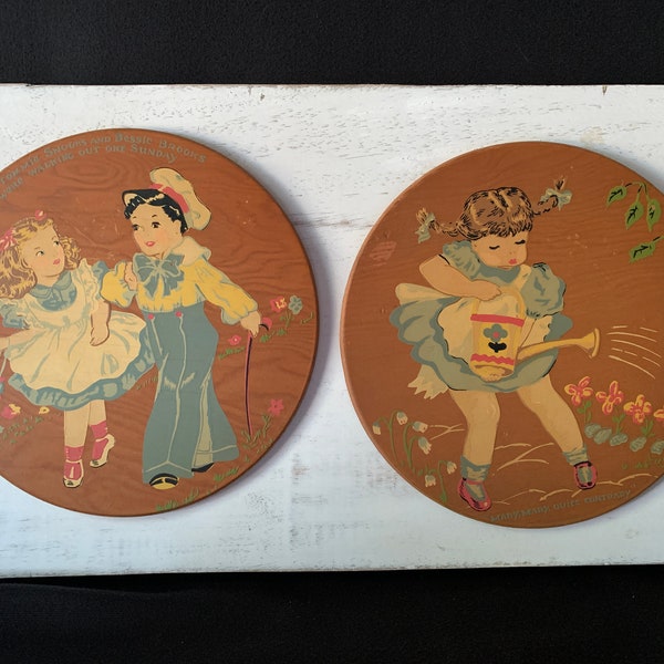 1950s PIKPLAKS - Vintage Children’s Nursery Rhyme Wood Wall Hangings - Sold Separately