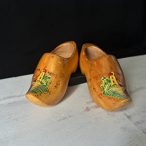 Vintage Hand-Painted Child’s Size Dutch Wooden Shoes Stamped Made In Holland