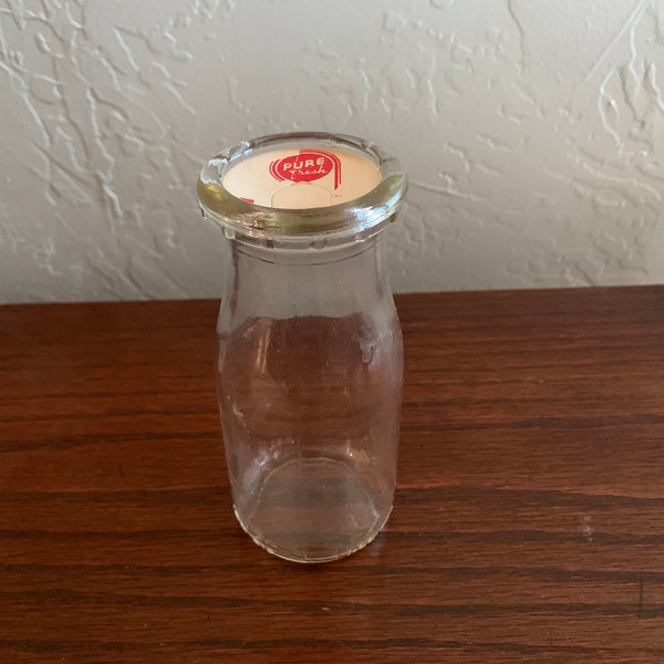 Vintage Clear Glass LIQ-X Embossed Half Pint Milk Bottle With Authentic Milk Cap