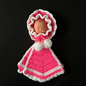 Retro Vintage Hand Crocheted Doll Face Potholder Wall Décor