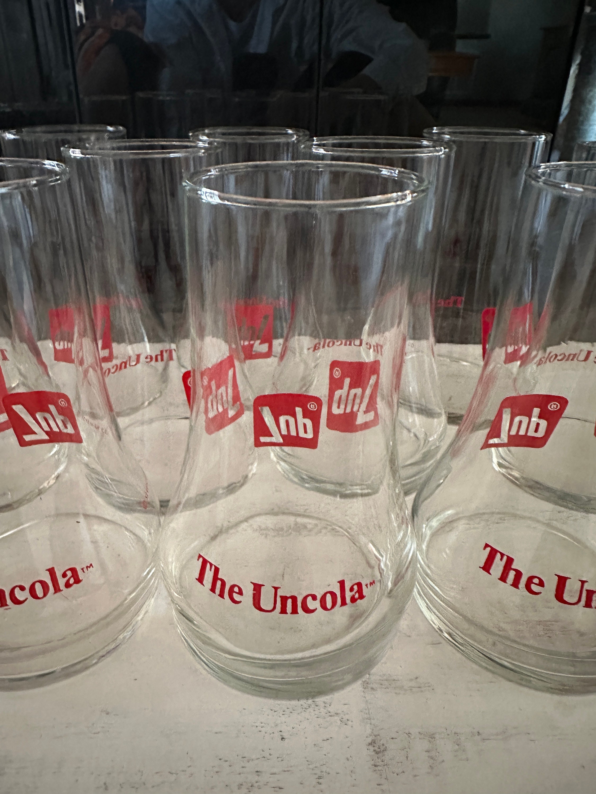 7up “the Uncola Glasses” Vintage 1970 Upside Down Clear