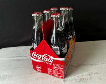 1996 Vintage Full Six Pack of Glass Coca-cola Bottles SUPER BOWL