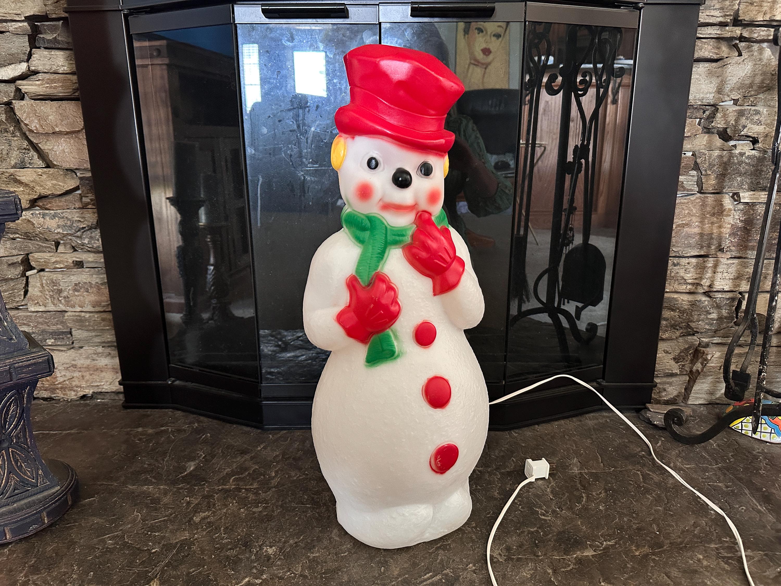 Vintage Lighted Plastic Snowman - Etsy