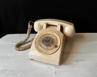 Telefono da tavolo rotante Vintage Western Electric – Beige/Marrone chiaro