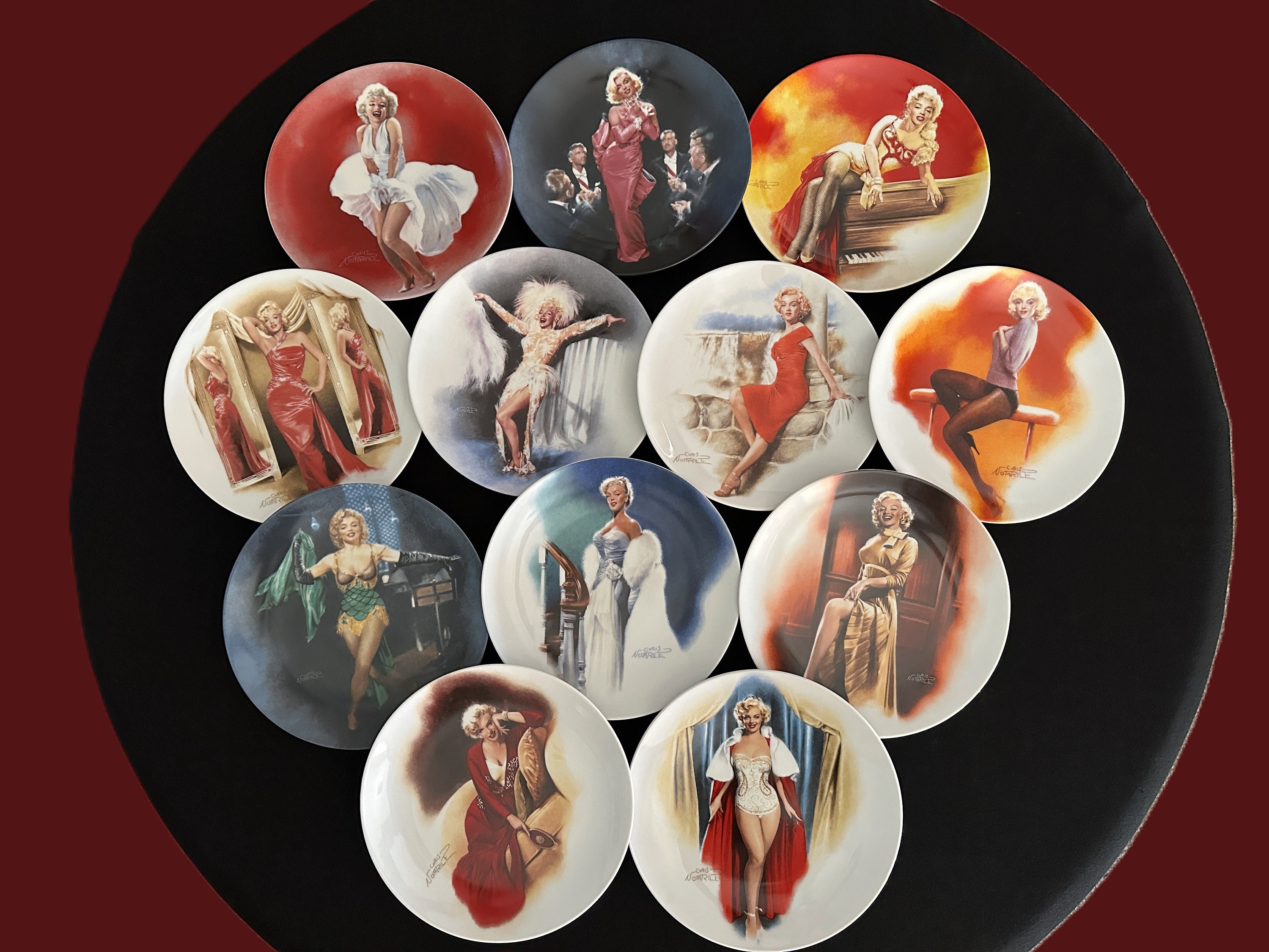 マリリンモンロー　皿　ノベルティ　シリアルナンバー付き　貴重 1990-1992 DELPHI MARILYN MONROE Plates – Complete Series Set of 12
