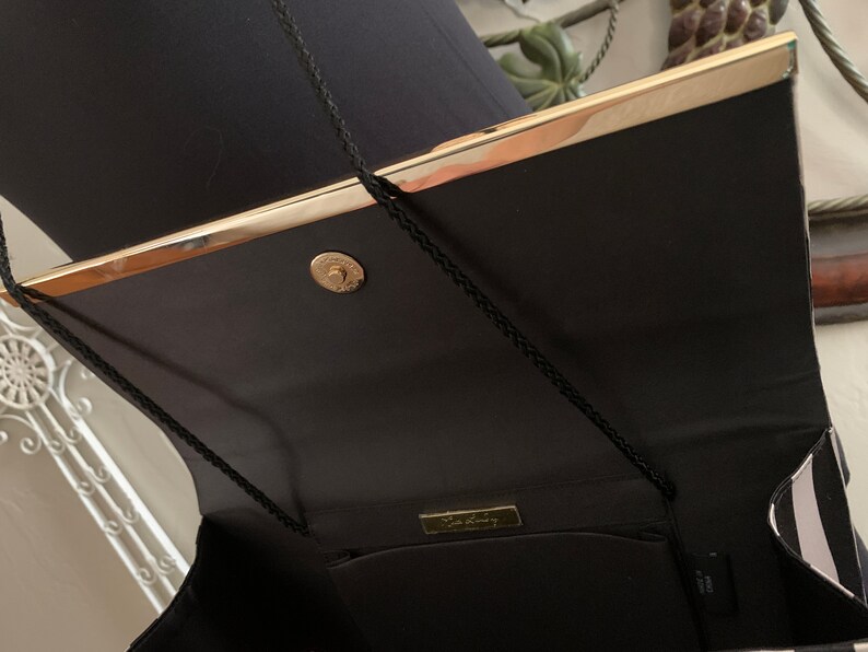 KATE LANDRY Bold Black /& Ivory Structured Clutch \u2013 Never Carried