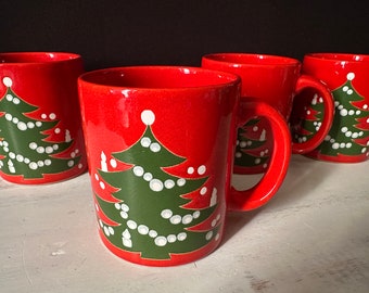 Beautiful WAECHTERSBACH Red Christmas Tree Mugs – Sold Separately.