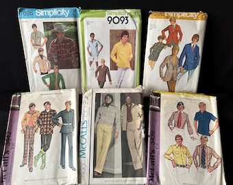 1970s Stylish Patterns for Men’s Clothing – SIMPLICITY & McCALL’s – Sold separately