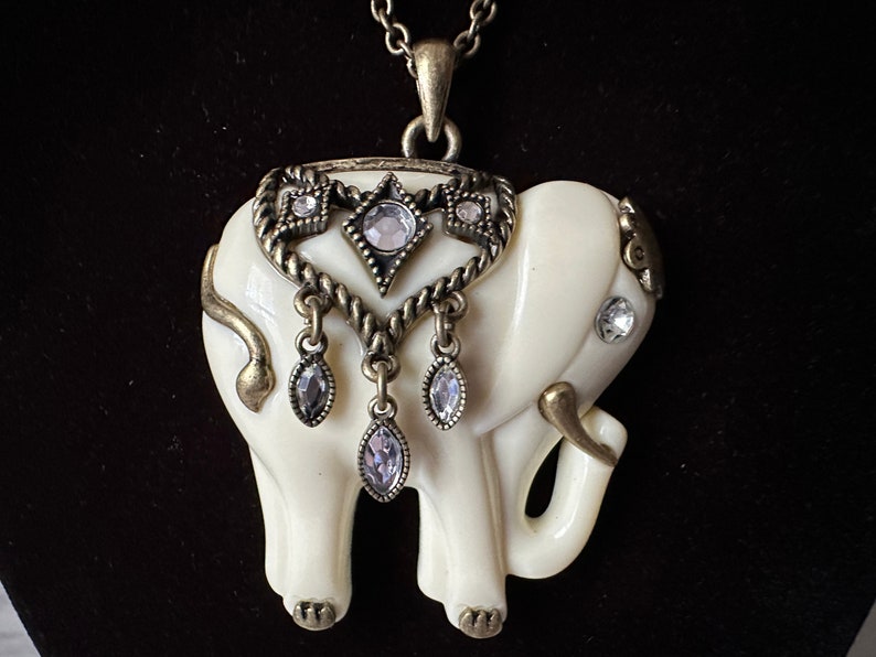 AVON NRT Costume Jewelry Large Faux-ivory Elephant Necklace - Etsy