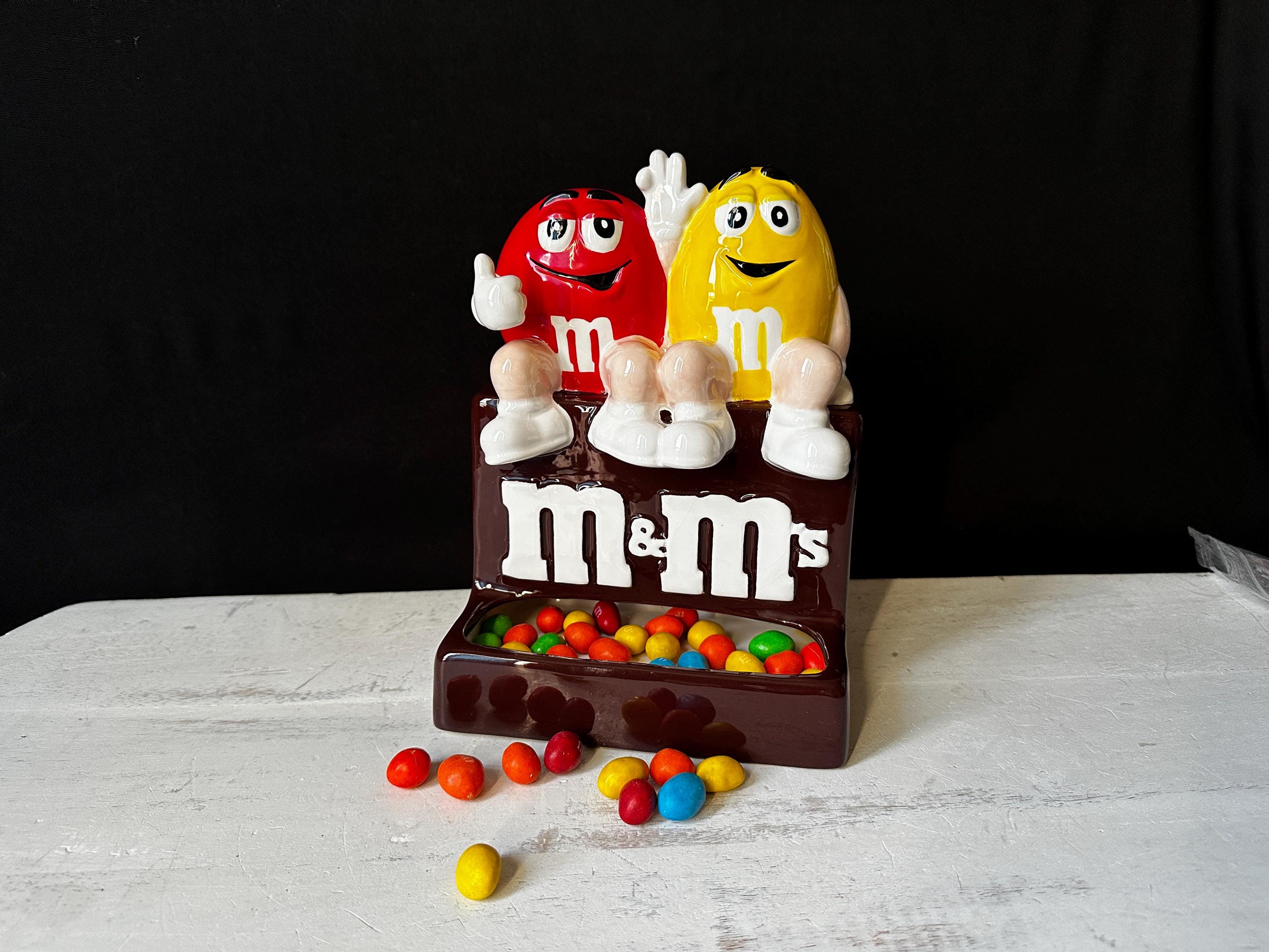 Very Cute Vintage Candy Dish Featuring an Iconic Red and a Yellow M&M's