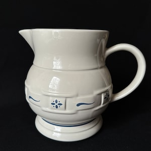 Vintage 7.5” LONGABERGER Pottery Blue Woven Traditions Pitcher