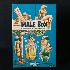 Crest-Craft's Mannelijke Doos Militaire Cartoon Briefpapier jaren 1940 Originele Doos