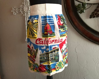 Vintage CALIFORNIA Cotton Half-Apron 1960s